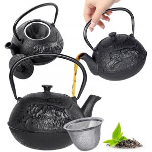 Kadax - Infuseur Thé herbes Théière en fonte 720ml Pichet noir Bouilloire