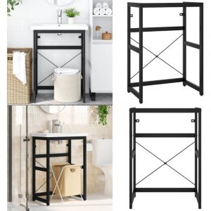 Cadre de lavabo de salle de bain Noir 59x38x83 cm Fer - Meubles De Salle De Bain - Meuble Lavabo - Cadre Lavabo - Support Lavabo - Meuble Noir - Home