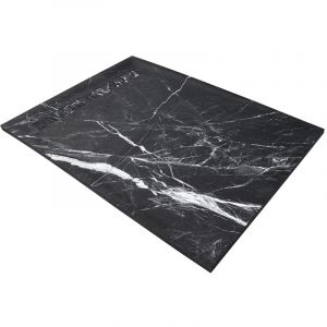 Receveur r&eacute;sine 120 x 80 cm imitation marbre noir - grille caniveau excentr&eacute;e