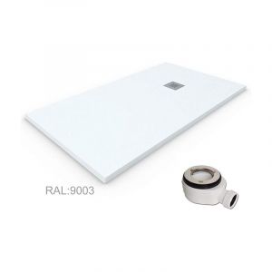 Decohor - Receveur de douche en R&eacute;sine extra-plat quartz. Texture Ardoise. Blanc ral: 9003 70X140CM