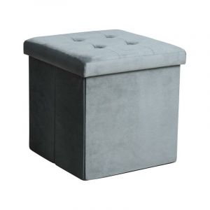 Tabouret Si&egrave;ge Pliable Pouf Repose Pieds Bo&icirc;te Coffre de rangement Cube gris fonc&eacute;
