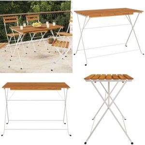 Table de bistro pliante 100x54x71cm Bois acacia solide et acier - Table De Bistrot - Table Pliante - Mobilier De Jardin - Table Extérieure - Acacia