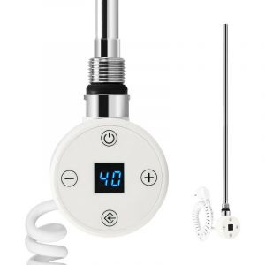 Meykoers - Résistance thermostatique de sèche-serviette électrique, Blanc 600W Élément Chauffant avec Régulateur de Température et Synchronisation,