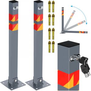TolleTour 2X Barrière de parking Poteau de délimitation 65cm Angulaire Rabattable Barrière de parking à bétonner