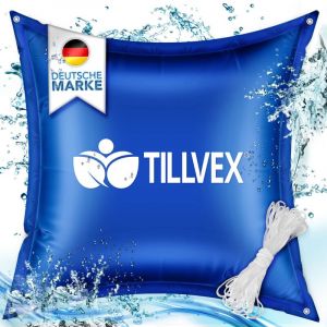 tillvex Coussins de piscine hiver XXL, lot de 2 - 120 x 120 cm, bleu Coussin d'air avec kit de réparation Coussin d'hiver avec valve de sécurité