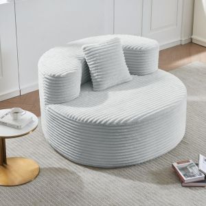 Pouf, fauteuil paresseux en tissu flanelle, avec rembourrage doux, fauteuil rond confortable pour salon, chambre et appartement &eacute;tudiant - Beige