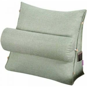 Oreiller de lecture et de t&eacute;l&eacute;vision, oreiller de coussin de cale de dos avec r&eacute;glable et poches, oreiller de dos de triangle, oreiller de lit de