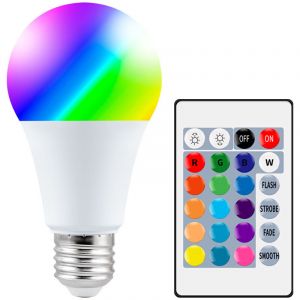 Ampoules LED Couleur, 10W E27 LED RGBW Ampoule avec T&eacute;l&eacute;commande, Fonction de M&eacute;moire et Minuterie, 12 Couleurs et 7 Niveaux de Luminosit&eacute;, Lampes