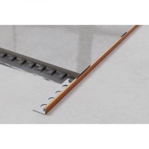 Ilcom - Profil d'angle j rectifié en acier inoxydable pour carrelage 1cm x 244cm - Cuivre brillant