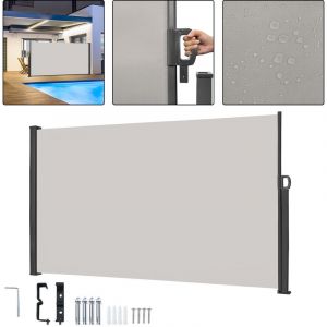 UISEBRT Store Lat&eacute;ral Paravent Ext&eacute;rieur, Brise-Vue R&eacute;tractable Protection Contre le vent Priv&eacute;e pour Terrasse, Balcon, Jardin - Gris, 200 x 300 cm