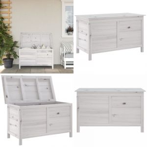 Vidaxl - Boîte de rangement de jardin blanc bois massif de sapin - Boîte De Rangement Jardin - Coffre De Jardin - Rangement Extérieur - Rangement