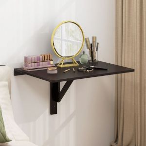 Table Murale Rabattable Table Murale de Cuisine Pliante Bureau Mural Pliant en Bois de Pin Mdf M&eacute;tal 80x60x45cm Caf&eacute;