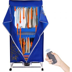 S&egrave;che-Linge &Eacute;lectrique Portable S&eacute;choir &agrave; Air Chaud S&egrave;che-Linge par Ventilation Penderie Chauffante Double Couche Armoire S&eacute;choir avec T&eacute;l&eacute;commande