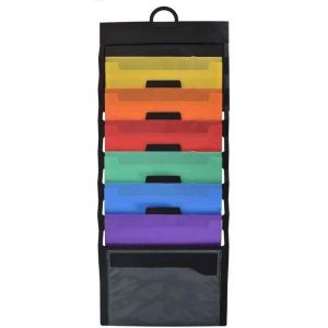 Organiseur de fichiers mural, pr&eacute;sentoir mural pour magazines A4, pr&eacute;sentoir pliable en plastique &agrave; 6 poches, porte-albums photo, pr&eacute;sentoir de