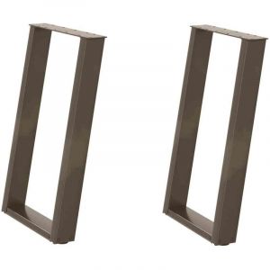 Pied de meuble，Pieds de table &agrave; manger en forme de U, 2 pi&egrave;ces, acier naturel, 60 x (72-73) cm CFW29679