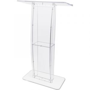 Mophorn - Podium en acrylique , 47' de haut. Support transparent avec large surface de lecture et étagère de rangement. Sur pied pour église, bureau,