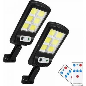 2 lampes LED télécommandées, lampadaire LED extérieur alimenté par l'énergie solaire, lampe murale de sécurité sans fil alimentée par l'énergie