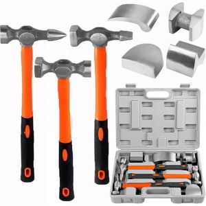 Marteau Carrossier,Marteaux et tas pour carrossier,Marteau de R&eacute;paration de Carrosserie Automobile,Jeu de 7 pi&egrave;ces,manche massif Avec malette pour