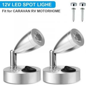 12V LED Spot Lampe de Lecture Interrupteur R&eacute;glable Lumi&egrave;re Chaude (2 PCS)