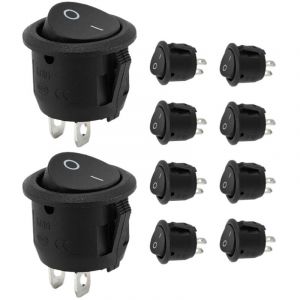 Interrupteur 12 V (10 pièces), interrupteur rond noir, bouton poussoir, bouton 12 V, interrupteur 10 A/125 V, 6 A/250 V, interrupteur électronique