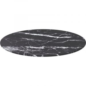 Dessus de table，Plateau de table，Dessus de bureau noir Ø50x0,8cm verre trempé avec design marbre CFW29680