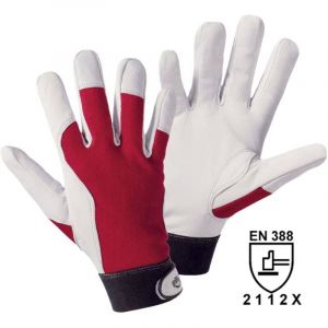 L+d Griffy - Gants de protection Leipold Doehle 1706-11 Cuir souple avec revers de main en Interlock rouge en 388 risques mecaniques