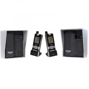 Kit interphone UltraCOM2 noir double entr&eacute;e 600 m&egrave;tres individuel visi&egrave;res argent&eacute;es + transformateurs + 2 combin&eacute;s