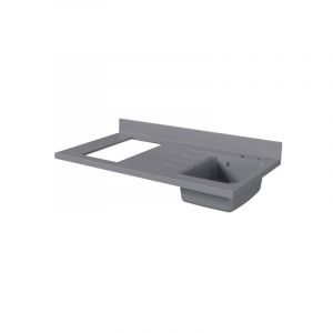 Cuisibane - Plan de travail monobloc PlaniQuartz avec évier - 120 cm - Cromo - évier à droite - Plaque de cuisson Non inclus