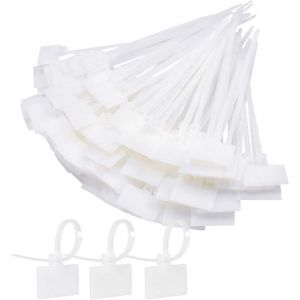 Attache Cable Electrique 250Pcs Cable Management avec Etiquette Serre Cable Plastique Blanc Etiquette Cable Ties Cable Pour L'&eacute;cole Jardin Bureau Mur