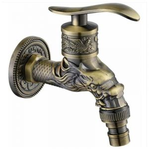 Fitags - Robinet en laiton antique, robinet d'eau antique, robinet sculpté en laiton antique pour la maison, la cuisine, la salle de bain, le jardin