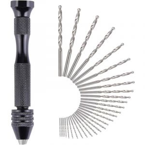 Langray - 31 Pièces Perceuse à Main Twist Drill Bits Mini Perceuse à Main de Precision Aluminum Mandrin Sans Clé 30 Foret Fraise Twist 0,3-3,0 mm