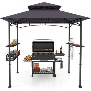 Tonnelle pour Barbecue, Abri Barbecue Ext&eacute;rieur avec Dessus &agrave; 2 Niveaux, Crochets, D&eacute;capsuleur, Abri pour Barbecue &agrave; Dessus Souple, pour Jardin,