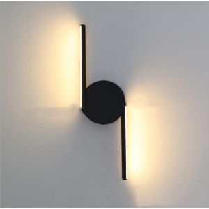 Applique Murale Interieur Design Simple ,38cm Lampe de Murale Moderne 8W Noir pour Salon Couloir Chambre &agrave; coucher Jardin (Blanc chaud)