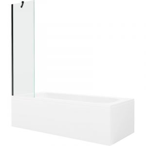 Baignoire rectangulaire Mexen Vega 170 x 70 cm avec tablier et paroi 1 volet 50 cm, transparent, noir - 550117070X9505000070