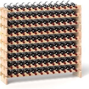 Goplus - Casier à Bouteilles pour 108 Bouteilles, Range Bouteille Vin avec 9 Étagères, Porte Bouteille en Bois Massif pour Bars, sous-sols, 119 x 29