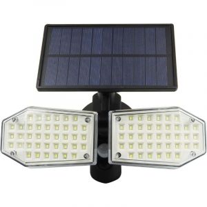 Projecteur d'extérieur à double tête 78 LED avec détecteur de mouvement solaire pour porte d'entrée, cour, jardin, garage, extérieur