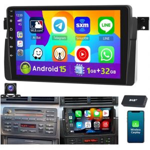 Autoradio DAB+ (en option) Android 15 Apple Carplay pour BMW S&eacute;rie 3 E46 M3 Rover 75 MGZT GPS NAVI RDS - 1+32G DAB+ CAM