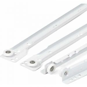Coulisse Tiroir 400 mm - Pack de de 2 (1 paire) Rails pour Tiroir Coulissants, XU, En blanc, Syst&egrave;me de Glissi&egrave;re &agrave; Sortie Partielle - Kit de Tiroir