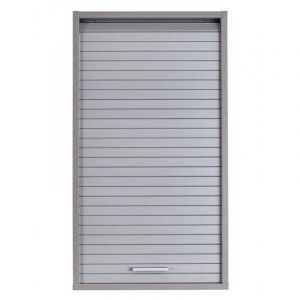 Les Tendances &ndash; Meuble mural de cuisine gris &agrave; rideau &ndash; Dimensions L 40 x H 72 cm &ndash; Panneaux m&eacute;lamin&eacute;s E1 &ndash; Rideau coulissant pour rangement pratique