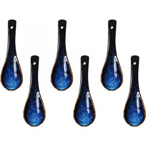 Cuill&egrave;re &agrave; soupe en porcelaine, 6 cuill&egrave;res, id&eacute;ale pour les c&eacute;r&eacute;ales, ramen, pho, facile &agrave; saisir (porcelaine, aurore)
