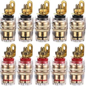 10Pcs 4mm Fiche Banane Douille, Fiche Banane Femelle, 4mm fiche Enceinte, Haut Parleur Reliure Femelle Post Socket Jack, Plaqu&eacute; Or embase Haut Parleur