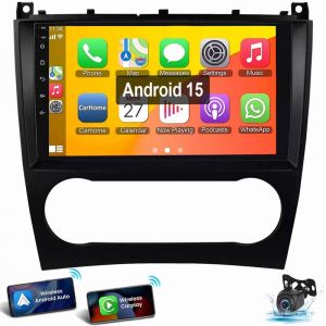 Autoradio Android 15 GPS WIFI FM pour Mercedes Benz Classe C W203 W209 (2005-2009) 1+32G CAM