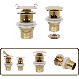 Vidaxl - Drain à poussoir avec débordement Doré 6,4x6,4x9,1 cm - Robinet Lavabo - Robinetterie Salle De Bain - Évacuation Lavabo - Siphon Lavabo