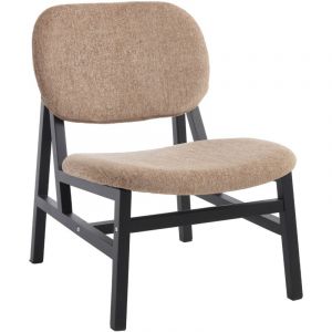 Wahson Fauteuil de Salon en Chenille, Fauteuil Scandinave avec Cadre en Bois Massif Chaise d'appoint Confortable pour Salon Chambre, Marron