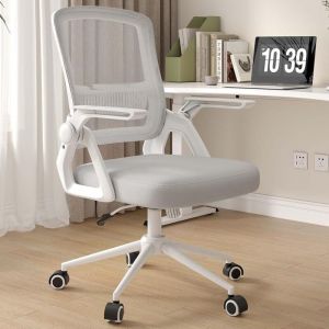 Wowttrelax - Chaise bureau accoudoir relevable, Pivotante Fauteuil pour Ordinateur, Fauteuil de Bureau en Maille Respirante avec Soutien Lombaire,