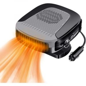 Ventilateur de voiture, chauffage et d&eacute;givreur avec base rotative &agrave; 360&deg;, chauffage allume-cigare 12 V, chauffage 12 V, allume-cigare (gris)