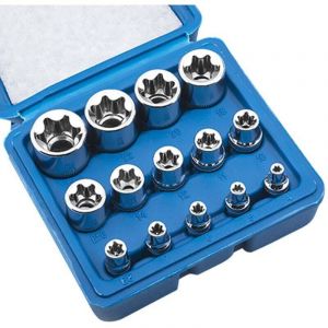 14 pi&egrave;ces Jeu de douilles Torx femelle E Star E4-E24 E-Torx &eacute;crou &agrave; douille hexagonale externe