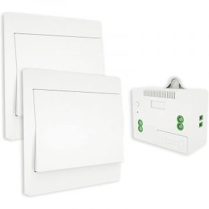 Trimec - Interrupteur sans Fil, sans Pile, télécommande Murale Va et vient, Interrupteur Mural Auto alimenté, sans câblage, émetteur pour Panneau