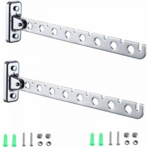 2 crochets &agrave; v&ecirc;tements en acier inoxydable, portant &agrave; v&ecirc;tements mural pliable, barre de penderie murale, &eacute;ventail &agrave; v&ecirc;tements pliable, portant &agrave;