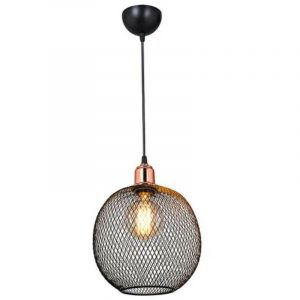Tezeta - Lampe &agrave; suspension m&eacute;tal perfor&eacute; noir Belin MDL4320